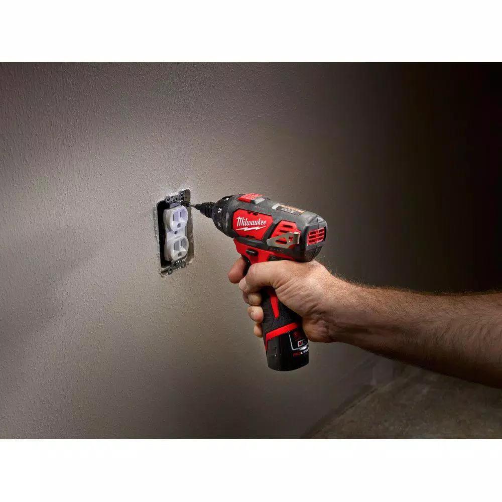 Milwaukee M12 12V Lithium-Ion Cordless 1/4 in. Hex Screwdriver Kit with 45-Piece SHOCKWAVE Bit Set