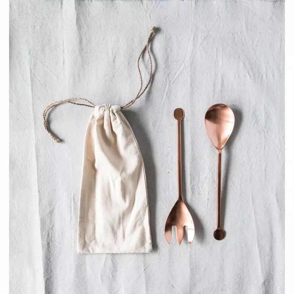 3R Studios Copper Finished 2-Piece Stainless Steel Salad Servers Set