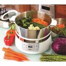 Euro Cuisine 16.9 Qt. 2-Tier Stainless Steel Electric Food Steamer and Rice Cooker with LCD Timer thumbnail 3