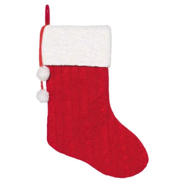 Amscan 18 in. Red Fabric Cable Knit Deluxe Christmas Stockings, 2-Pack