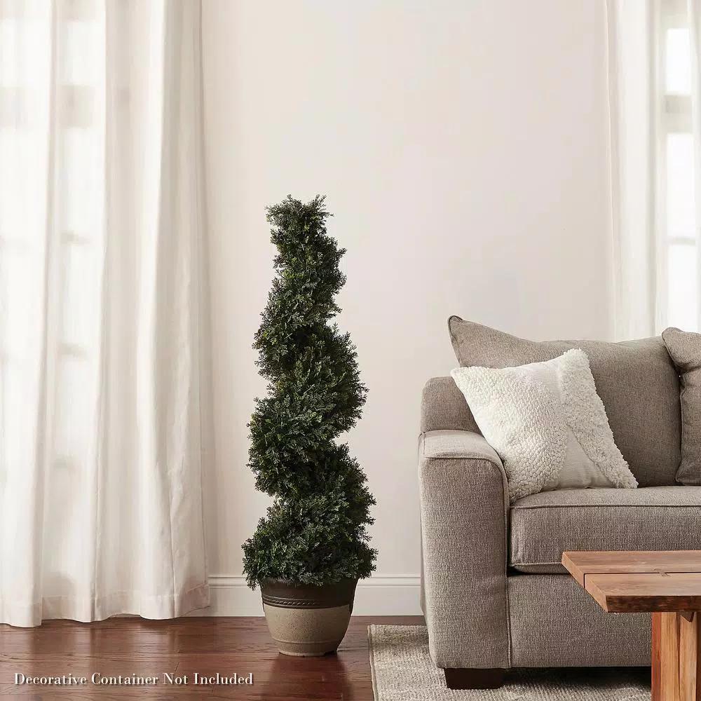 Pure Garden 48 in. Artificial Cypress Spiral Topiary Tree with Pot
