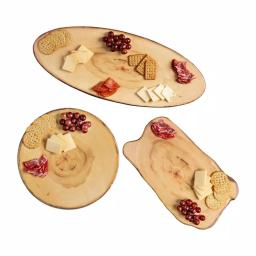Honey-Can-Do 3-Piece Rustic Melamine Serving Tray Set, Wood-Like Finish, Assorted Shapes thumbnail 3