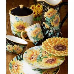 Certified International Sunflower Fields 96 oz. Multicolored Earthenware Pitcher thumbnail 3