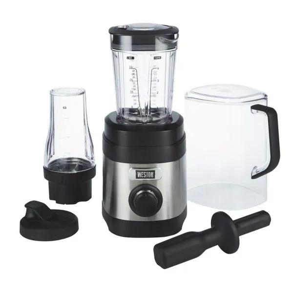 Weston Pro Series 11-Speed Blender with Sound Shield, 32 oz. Shatterproof Jar & 20 oz. Travel Jar, Stainless Steel