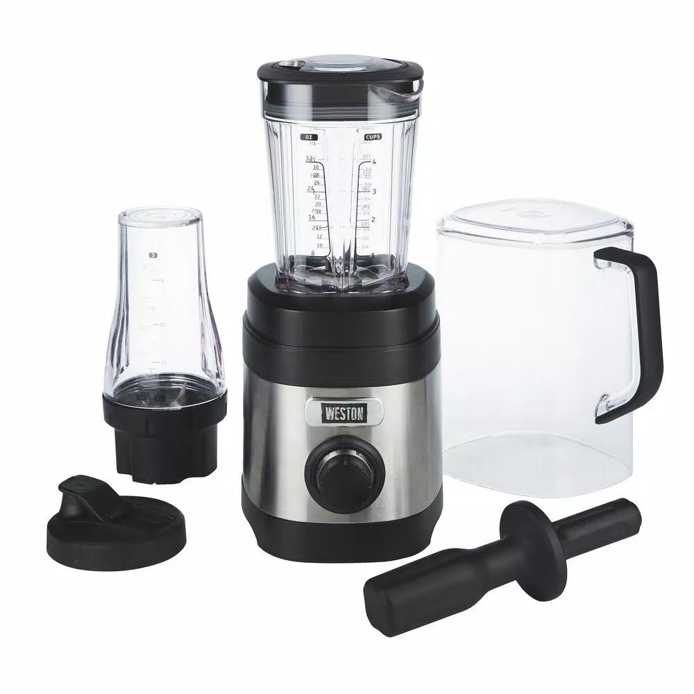 Weston Pro Series 11-Speed Blender with Sound Shield, 32 oz. Shatterproof Jar & 20 oz. Travel Jar, Stainless Steel