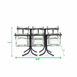 Mind Reader 6-Compartment Black Metal Condiment Server with 6 Removable 8 oz Glass Jars thumbnail 7