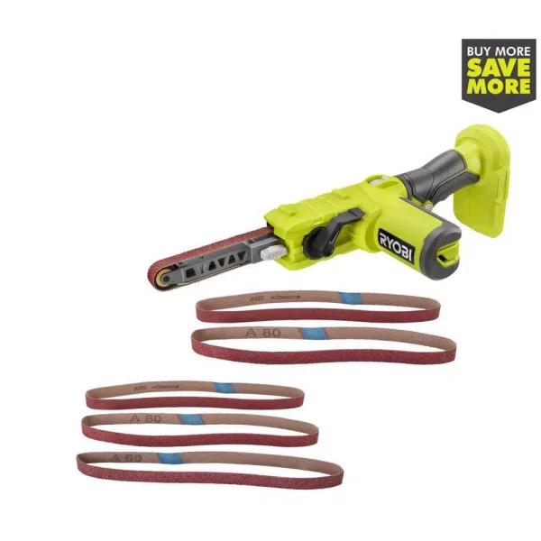 RYOBI 18V ONE+ Cordless 1/2 in. x 18 in. Belt Sander (Tool Only) with 3-Pack Sanding Belts