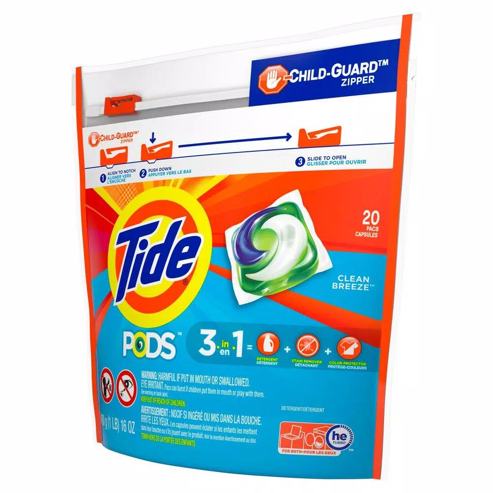 Tide PODS Laundry Detergent Pods, Clean Breeze Scent, 20-Count (6-Pack)