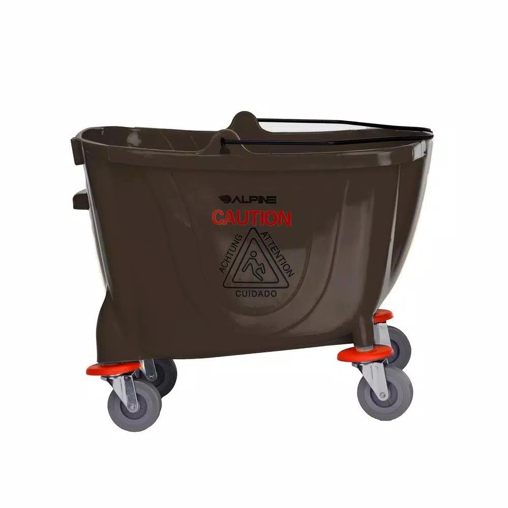 Alpine Industries 36 Qt. Mop Bucket with Side Press Wringer, Brown