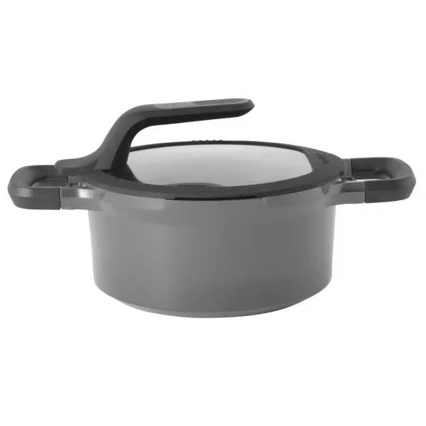 BergHOFF GEM Stay Cool 3 qt. Cast Aluminum Nonstick Casserole Dish with Glass Lid, Gray
