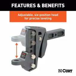 CURT Rebellion XD Adjustable Cushion Hitch Ball Mount with ShockDrop Technology thumbnail 7