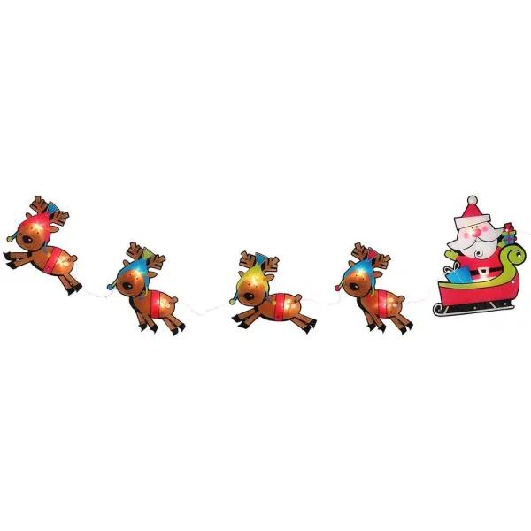IMPACT Santa Claus and Reindeer Christmas Incandescent Light Garland, 5.75 ft, 10 Clear Mini Bulbs
