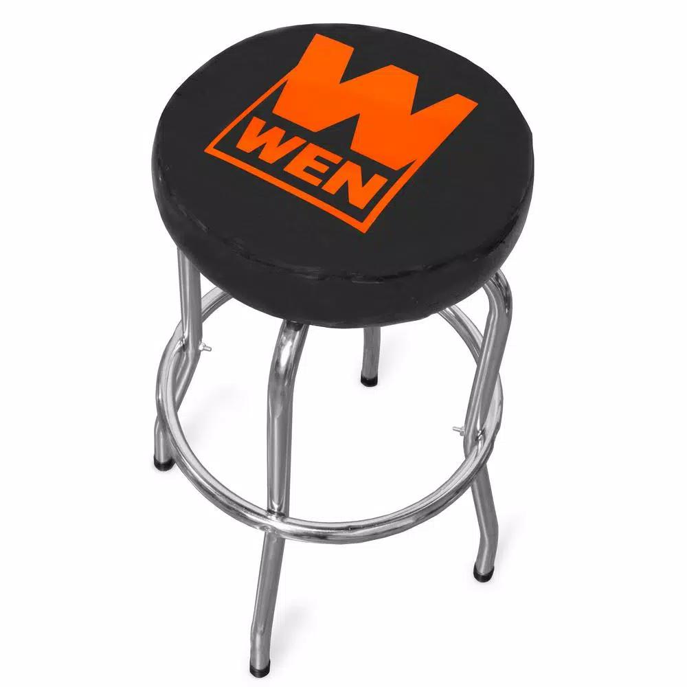 WEN 300 lb. Capacity Chrome-Plated Swivel Shop Bar Stool with Padded Vinyl Cushion