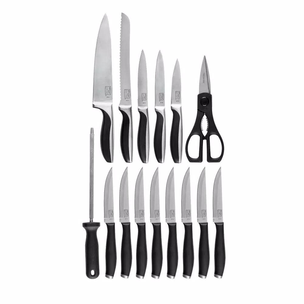 Chicago Cutlery Avondale 16-Piece German Stainless Steel Knife Set with Wood Block