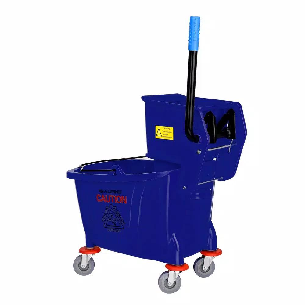 Alpine Industries 36 Qt. Mop Bucket with Side Press Wringer, Blue