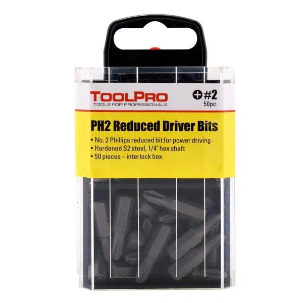 ToolPro #2R Phillips Bits 50-Piece Set in Interlocking Storage Box