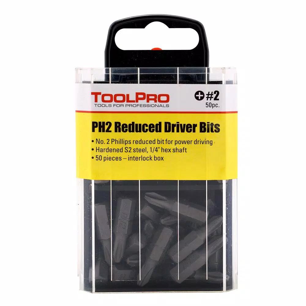ToolPro #2R Phillips Bits 50-Piece Set in Interlocking Storage Box