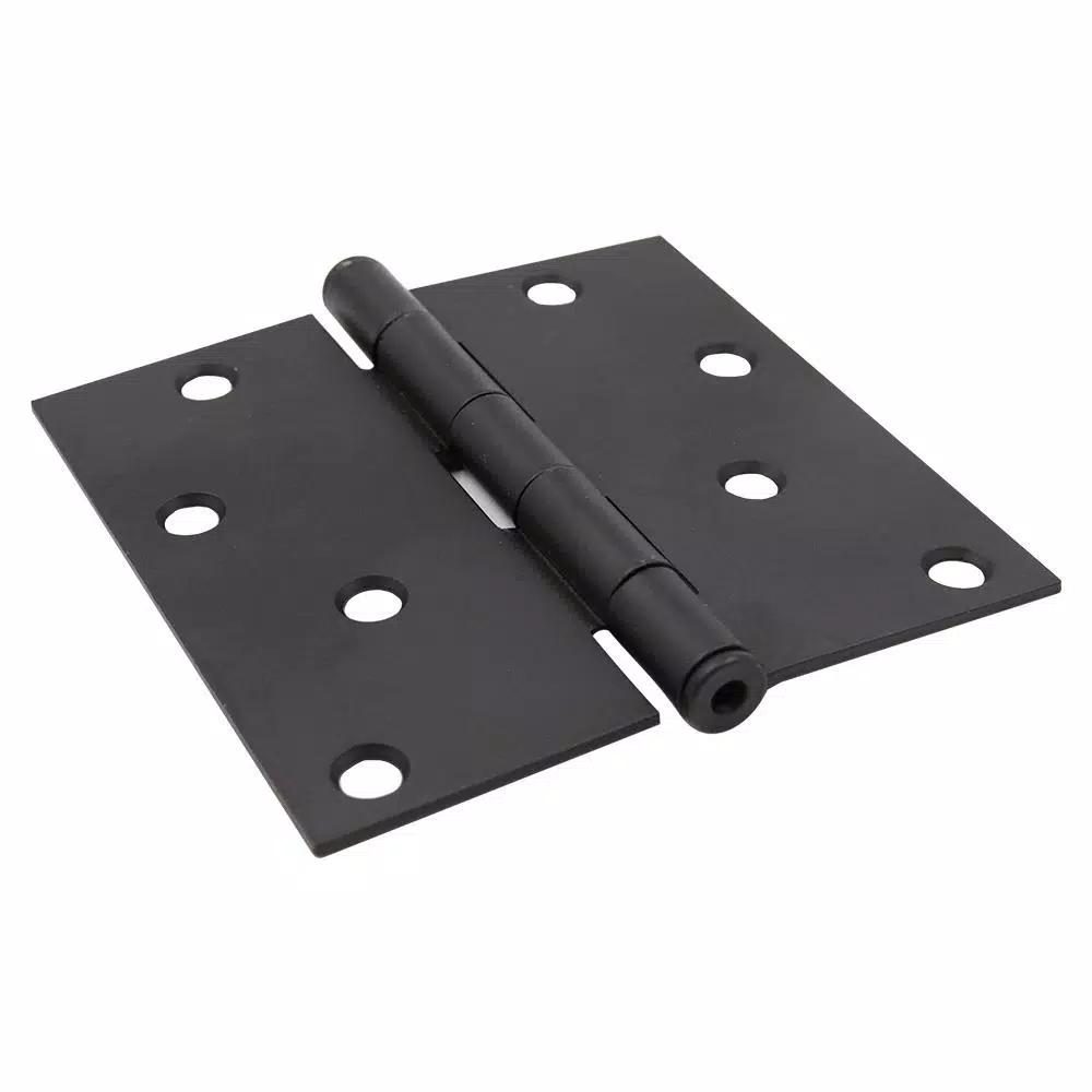 Everbilt 4 in. Matte Black Square Corner Smooth Action Butt Door Hinge, 3-Pack
