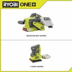 RYOBI 18V ONE+ Brushless Belt Sander and 1/4 Sheet Sander Combo Kit (Tools Only) thumbnail 2