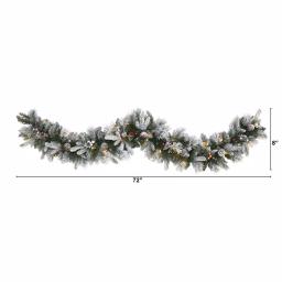 Nearly Natural 6 ft. Pre-lit Flocked Mixed Pine Artificial Christmas Garland with 50 LED Lights thumbnail 2