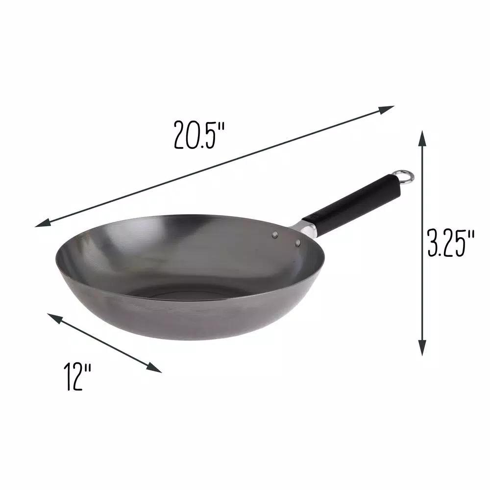 Honey-Can-Do Joyce Chen 12 in. Carbon Steel Stir Fry Pan with Removable Ergonomic Handle
