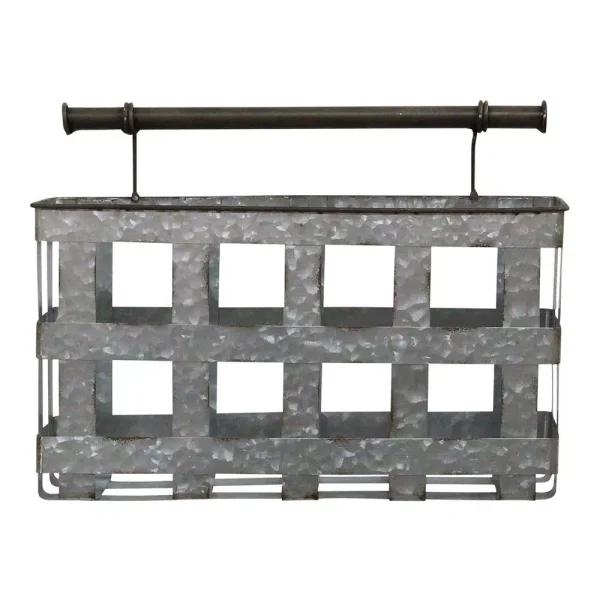 Stratton Home Decor Stratton Home Galvanized Metal Wall Basket - Rustic Farmhouse Decorative Storage