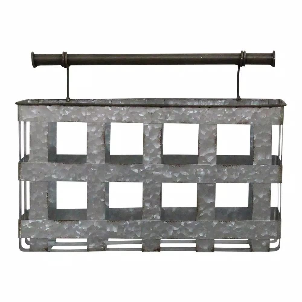 Stratton Home Decor Stratton Home Galvanized Metal Wall Basket - Rustic Farmhouse Decorative Storage