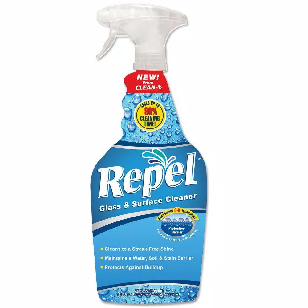 Clean-X Repel Glass Cleaner with Nano-Scale Barrier Coating, 25 oz.