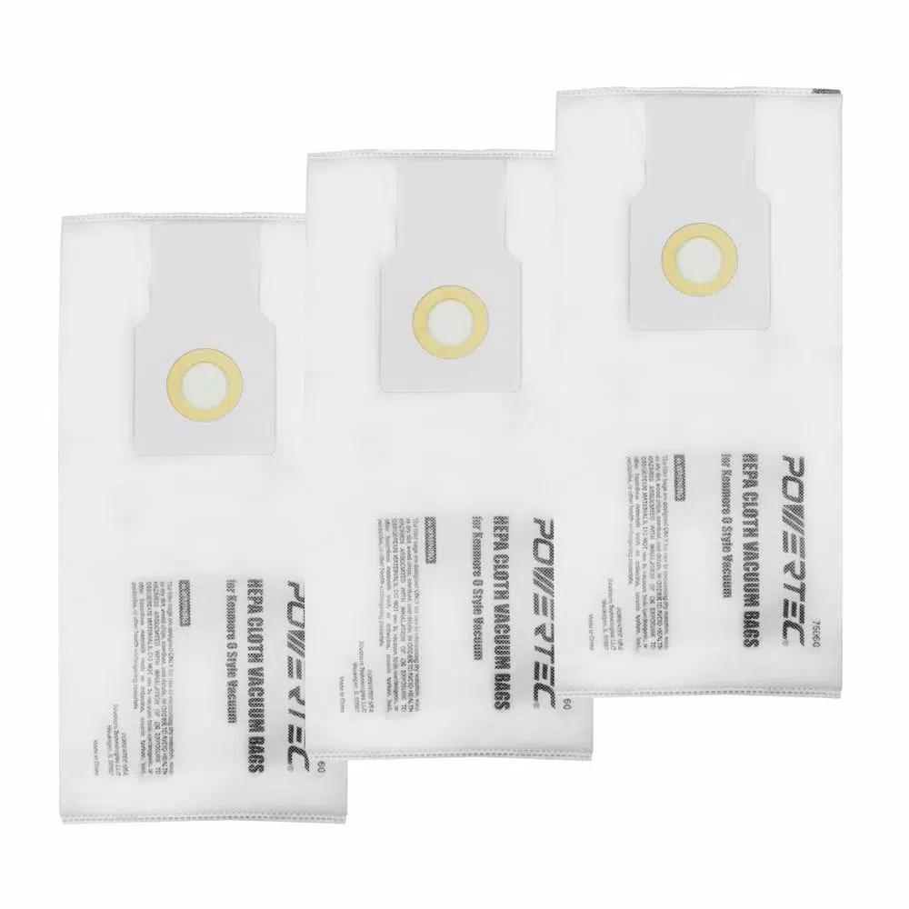 POWERTEC HEPA Replacement Vacuum Bags for Kenmore O-Style Upright Vacuums, 6-Ply Cloth (3-Pack)