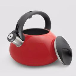 ExcelSteel 3 Qt. Red Stainless Steel Whistling Tea Kettle with Stay-Cool Bakelite Handle thumbnail 3
