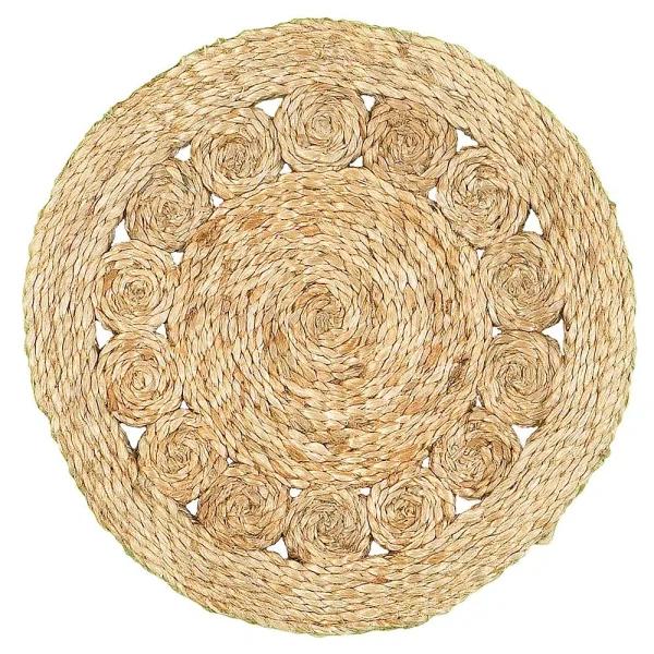 LR Resources 15 in. Natural Jute Braided Round Placemats, Set of 2