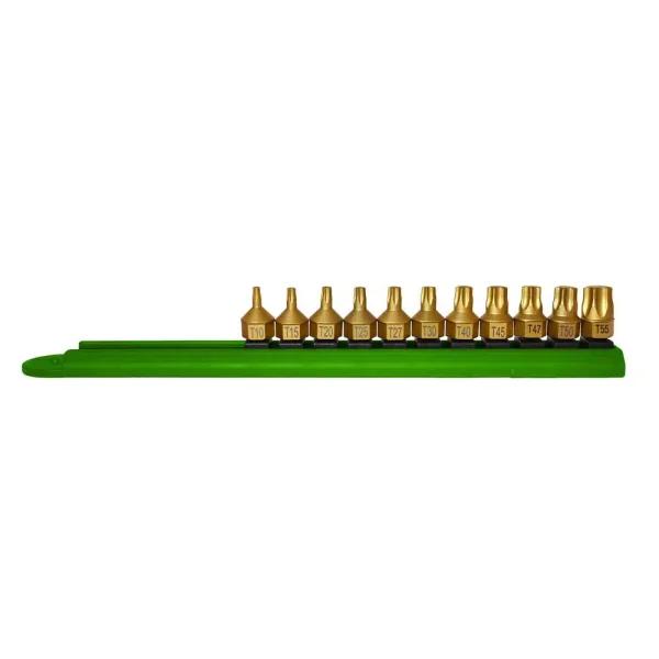 Mayhew 11 Pc Torx Dual Drive Bit Set, S2 Tool Steel with Titanium Nitride Coating