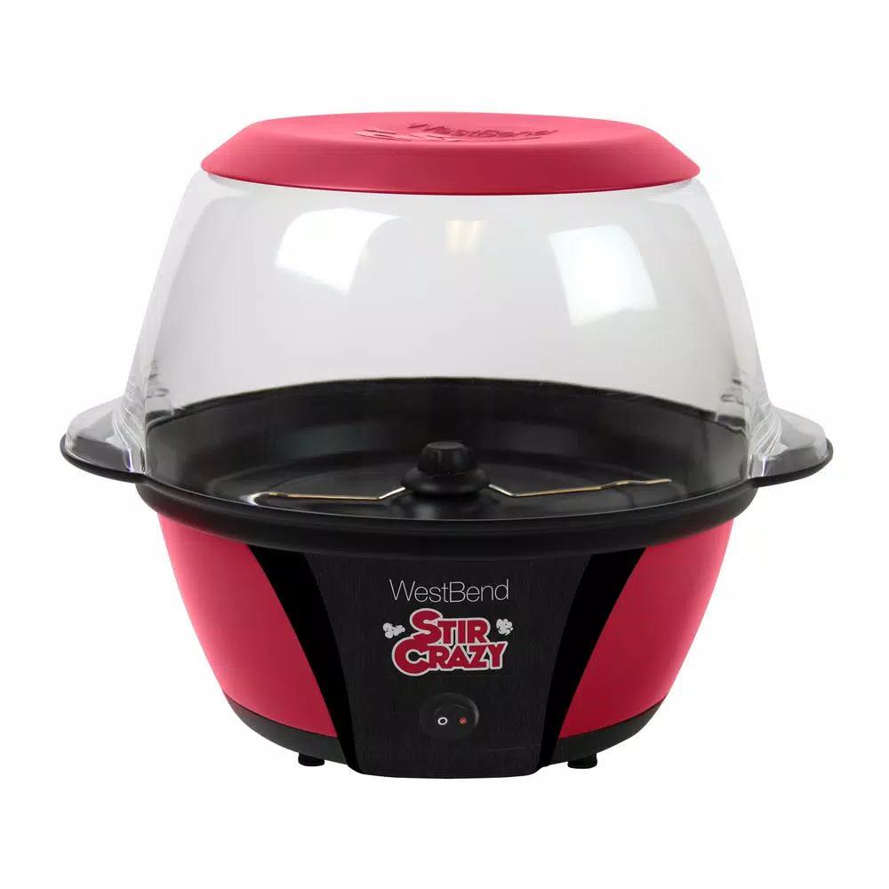 West Bend Stir Crazy Electric Hot Oil Popcorn Popper Machine, 6 oz. Capacity, Red