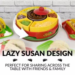 TACO TUESDAY Red Lazy Susan Taco Bar with 16 oz. Removable Warming Pot and 4 Taco Holders thumbnail 4