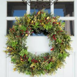 Village Lighting Company 30 in. Pre-Lit LED Boxwood and Berry Christmas Wreath with Remote and Timer thumbnail 2