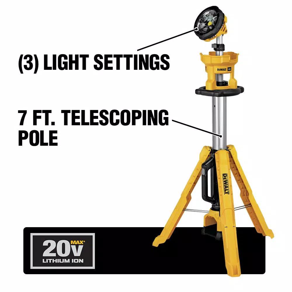 DEWALT 20V MAX 3000-Lumen Cordless LED Tripod Work Light with 5.0 Ah Battery