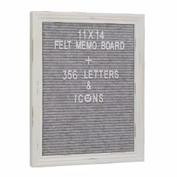 Stonebriar Collection Stonebriar Gray Felt Memo Board with White Wash Wooden Frame and 356 Letter Kit thumbnail 1
