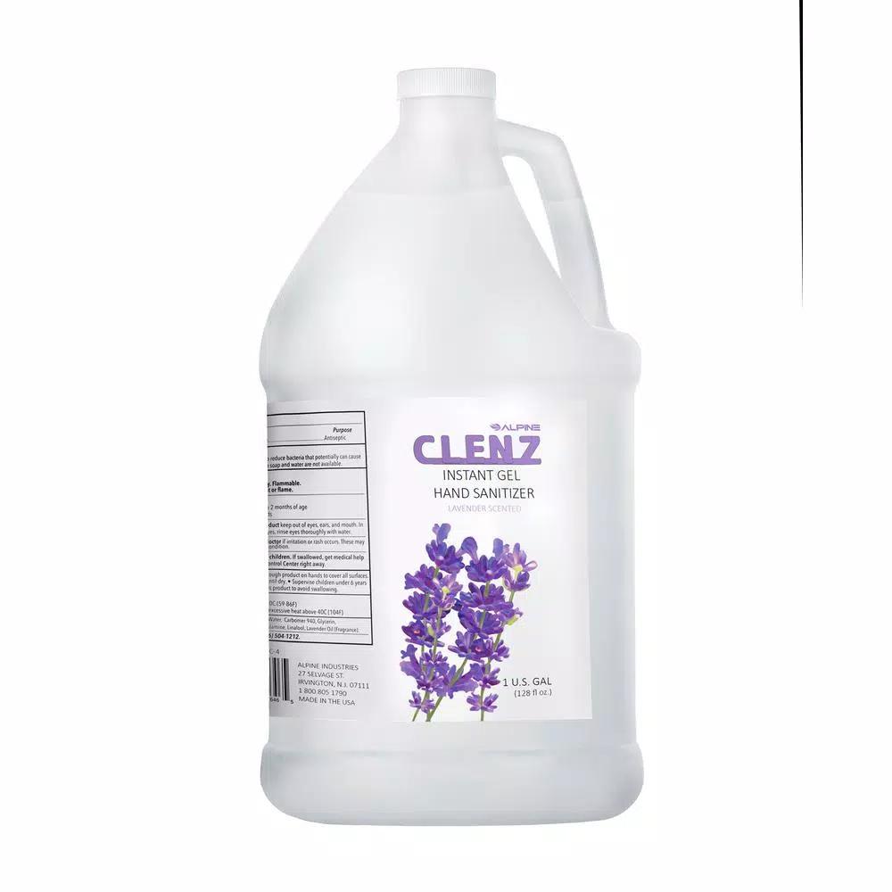 Alpine Industries Clenz Instant Gel Hand Sanitizer, Lavender Scent, 1 Gallon (4-Pack)
