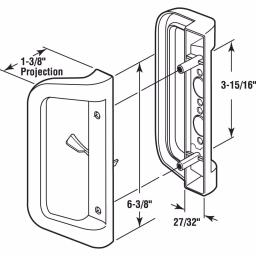 Prime-Line White Diecast Mortise Style Sliding Patio Door Handle Set, Low Profile thumbnail 2