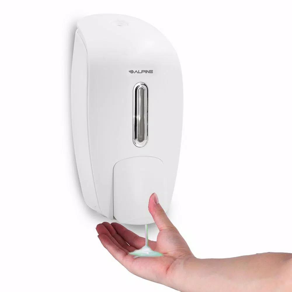 Alpine Industries Alpine 425 White Surface Mounted Liquid Soap and Hand Sanitizer Dispenser, 800 ml