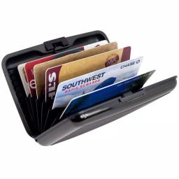 Trademark Aluminum RFID Blocking Slim Wallet - Black Hard Case Credit Card Holder thumbnail 2