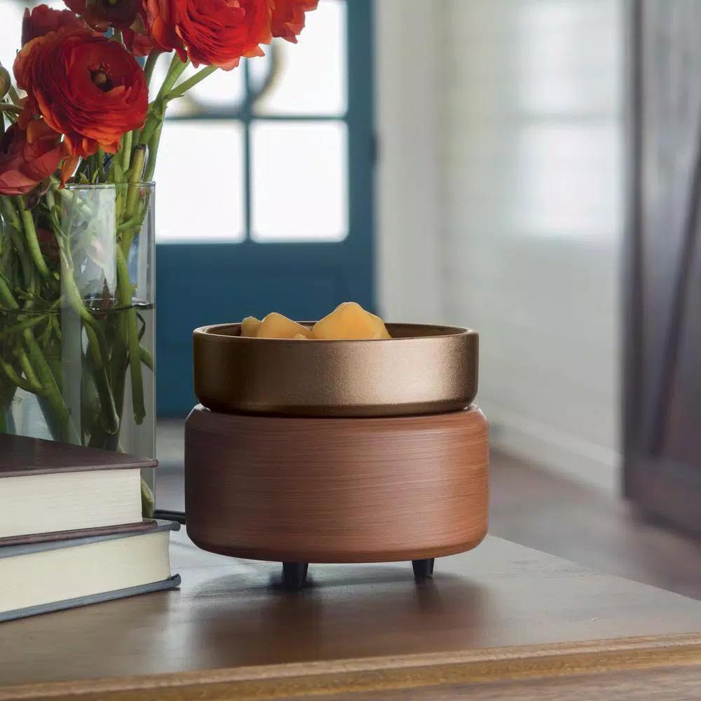 Candle Warmers Etc 5.2 in Pewter Walnut 2-in-1 Classic Fragrance Warmer