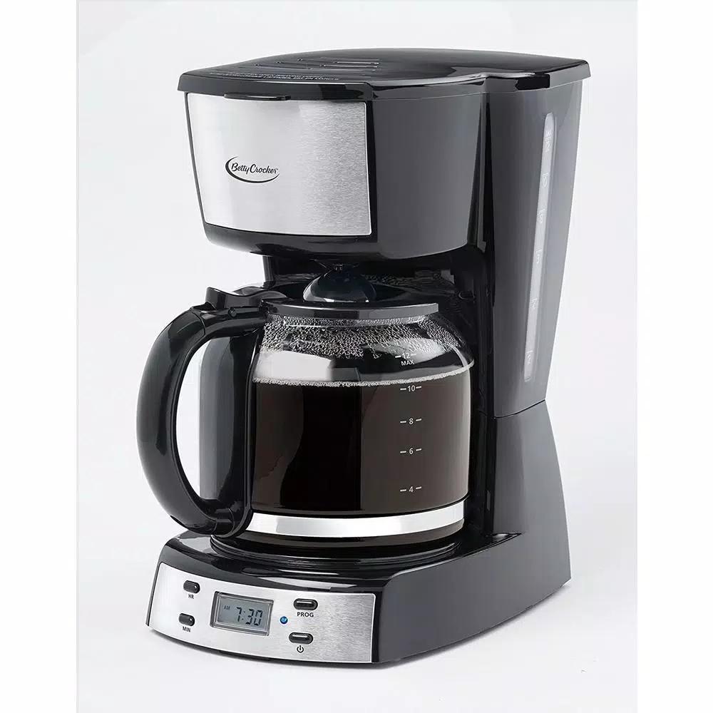 Betty Crocker 12-Cup Programmable Drip Coffee Maker with Stainless Steel Accents and Automatic Shutoff