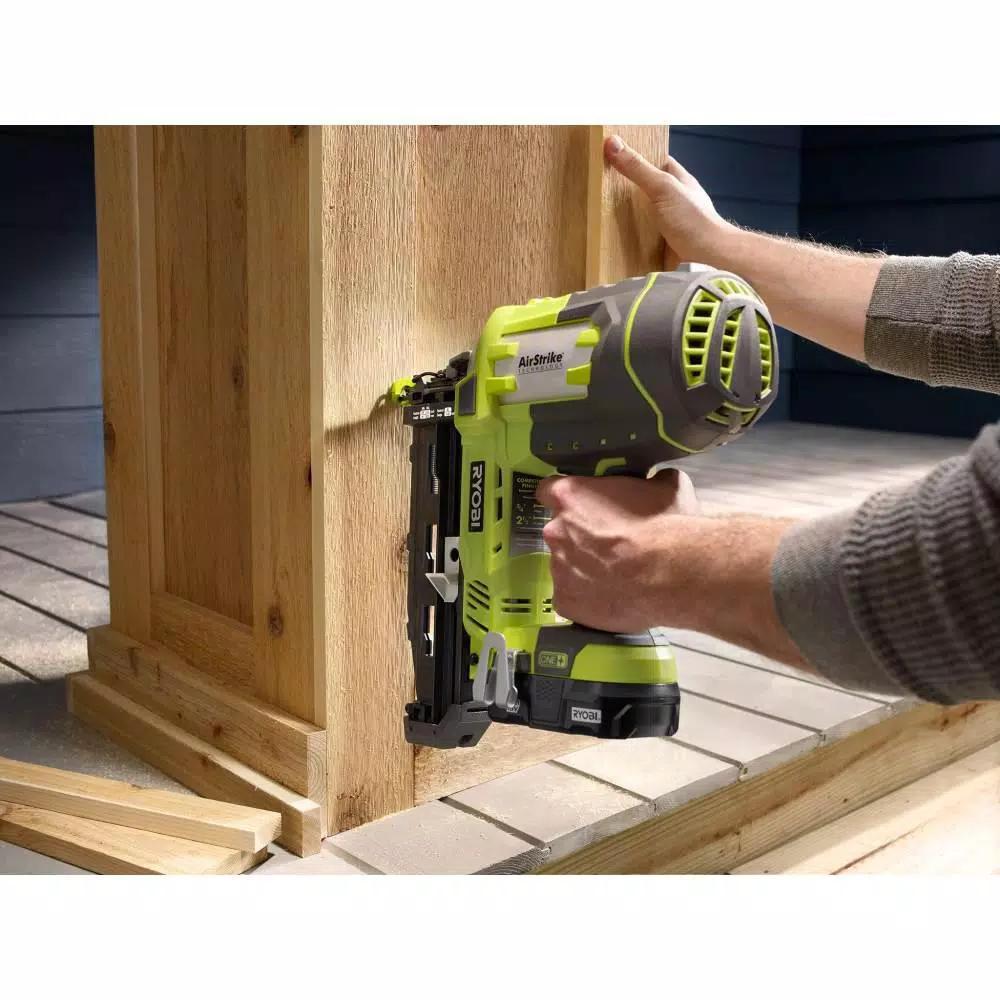 RYOBI 18V ONE+ AirStrike 16-Gauge Cordless Straight Finish Nailer Kit with 2.0 Ah Battery and Charger