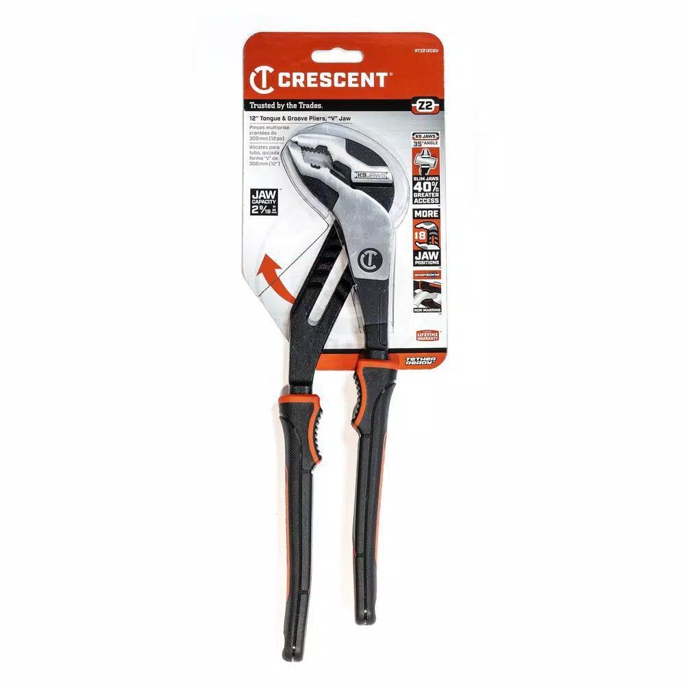 Crescent Z2 12 in. K9 V-Jaw Dual Material Tongue and Groove Pliers