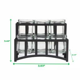 Mind Reader 6-Compartment 2-Tier Black Metal Condiment Server with 6 Removable 8 oz. Glass Jars thumbnail 2