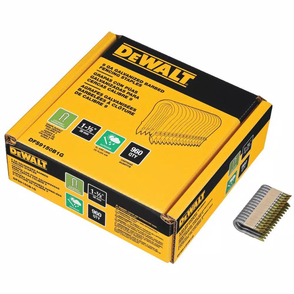 DEWALT 1.5 in. 9-Gauge Galvanized Barbed Paper Tape Fencing Staples, 960 Count