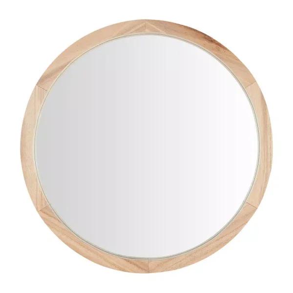 Home Decorators Collection Round Natural Wood Accent Mirror, Brown, 24 in.