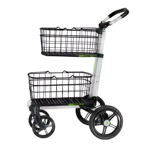 Unbranded Scout Folding Aluminum Cleaning Cart with Removable Baskets and Swivel Wheels
