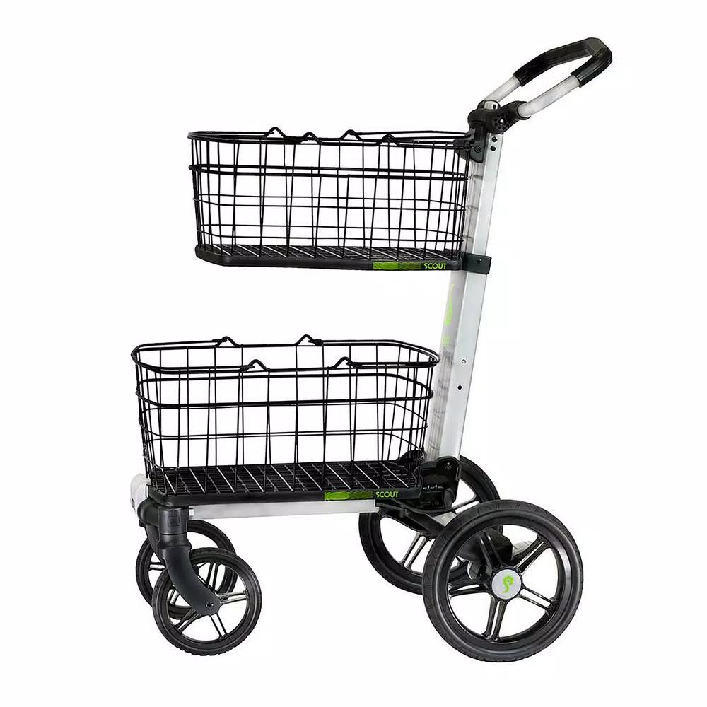 Unbranded Scout Folding Aluminum Cleaning Cart with Removable Baskets and Swivel Wheels
